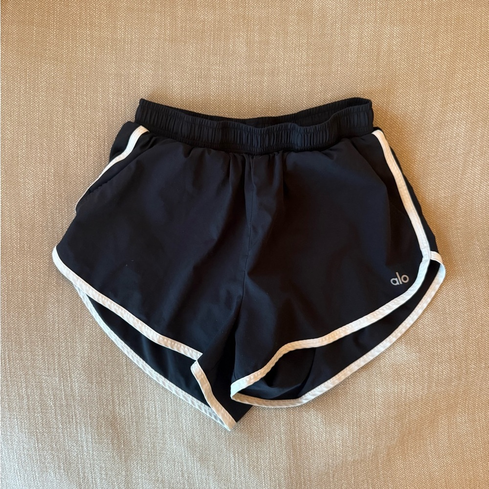 ALO Yoga Black and White Trim Athletic Shorts